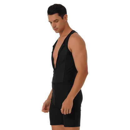 Men Bodysuit Swimsuit Sleeveless Racerback Zipper Jumpsuit Swimwear Bathing Suit Surfing Clothing Rashguard Beachwear Wetsuit