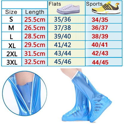 Waterproof Rain Reusable Shoes Cover Slip-resistant Zipper Rain Boots Overshoes High Quality Black Blue Blue High Shoes Cover