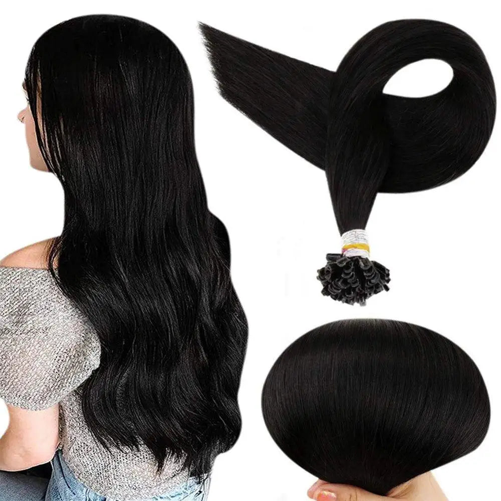 Full Shine U Tip Hair Extensions Fusion Hair Balayage Color 40-50g Keratin Glue Beads Prebonded Human Hair Extensiones