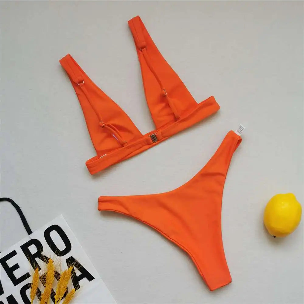 2026 Sexy Brazilian Bikini Swimwear Women Halter Push Up Bikini Set Swimsuit Female Lemon Print Bandage Biquini Bathing Suit XL