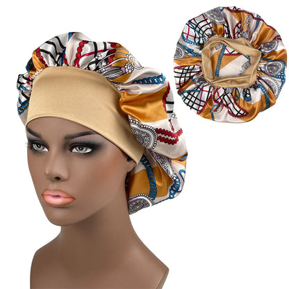 Large Size Satin Bonnet Paisley Print Bonnets for Women Beanies Women Hat Sleep Night Cap Designer Bonnets Long Braid Hat