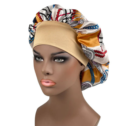 Large Size Satin Bonnet Paisley Print Bonnets for Women Beanies Women Hat Sleep Night Cap Designer Bonnets Long Braid Hat