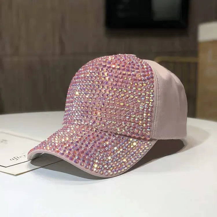 Women's Studded Rhinestone Baseball Cap Adjustable  Sparkle Bling Sun Hat