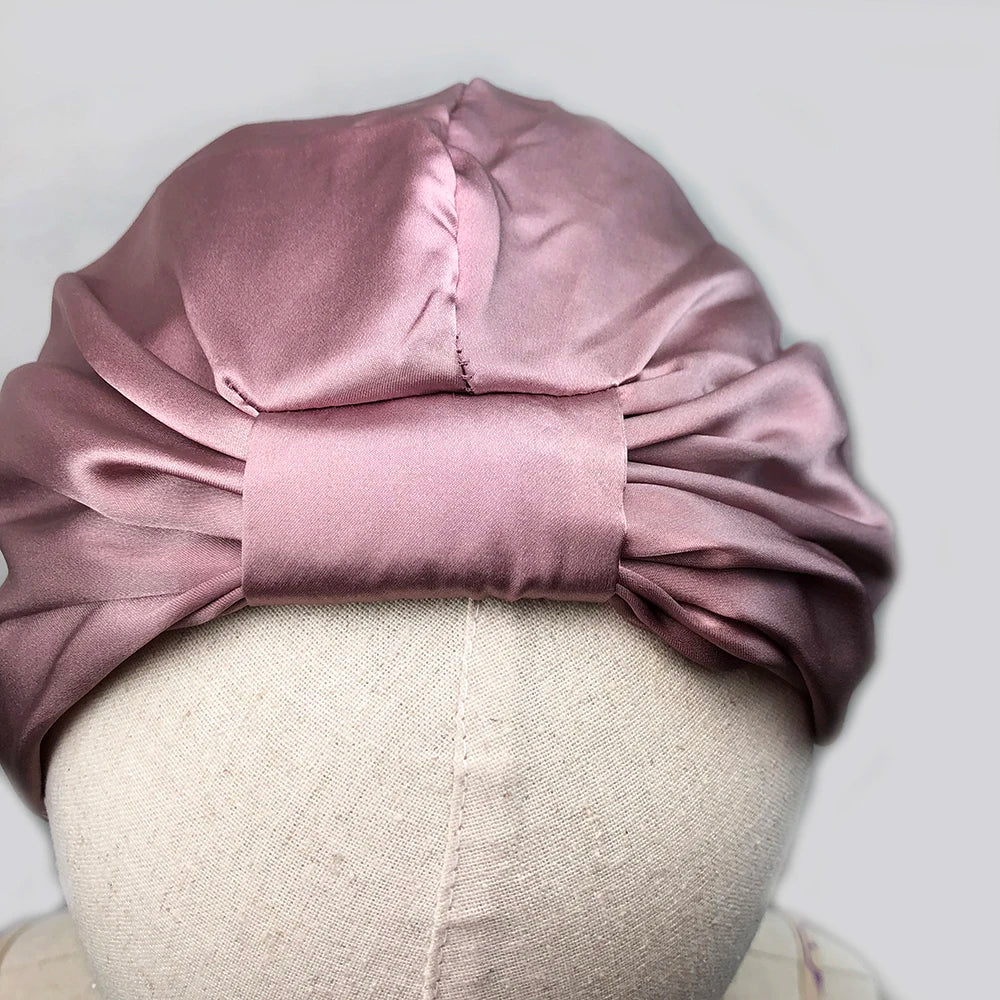 Women Sleep Hat Soft Pure Silk Charmeus Night Sleep Cap Hair Bonnet  Silk Comfortable Head Cover Wide Elastic Band Hair Loss Cap