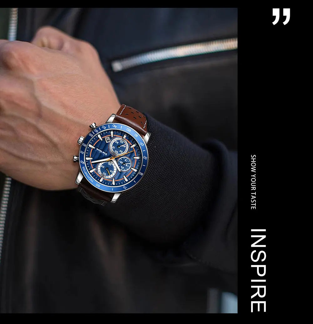 ODM Luxury Men's Quartz Chronograph Sports Watch Waterproof Silicone Japan Glass Leather 255 Business Fashion Alloy 22mm Pointer