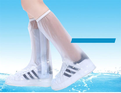 Waterproof Rain Reusable Shoes Cover Slip-resistant Zipper Rain Boots Overshoes High Quality Black Blue Blue High Shoes Cover