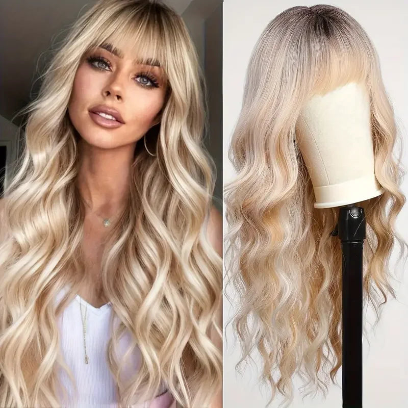 Wholesale Price Blonde Curvy Wig Synthetic Headband Wig Synthetic Wigs for Ladies SM8008