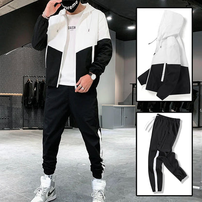 2025 Men Tracksuit Casual Joggers Hooded Sportswear Jackets And Pants 2 Piece Sets Hip Hop Running Sports Suit