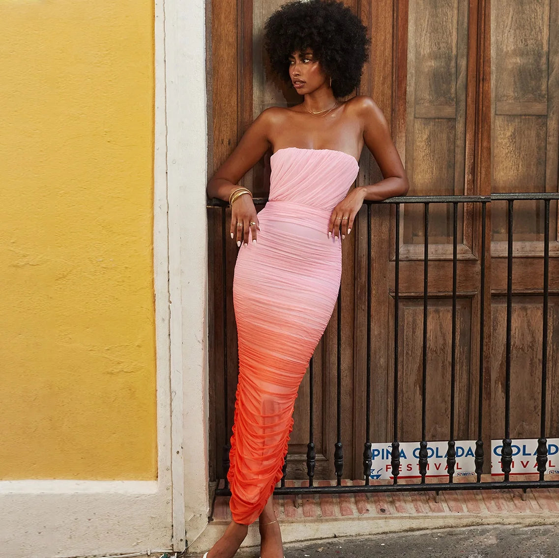 Women New Fashion Lace up Pleated Tube Top Dress Vintage Sleeveless Backless Casual Chic Female Dresses Vestidos Mujer Pink 2626