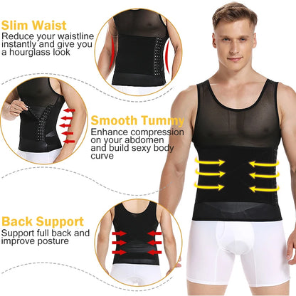 Shape Men Slimming Body Shaper Waist Trainer Vest with Tummy Control Girdle Posture Back Correction Abdomen Tank Top Shaperwear