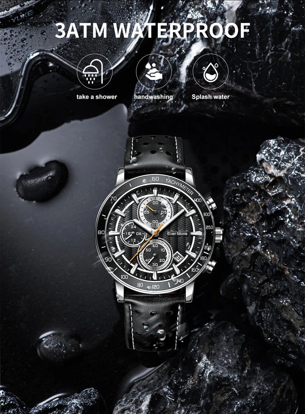 ODM Luxury Men's Quartz Chronograph Sports Watch Waterproof Silicone Japan Glass Leather 255 Business Fashion Alloy 22mm Pointer