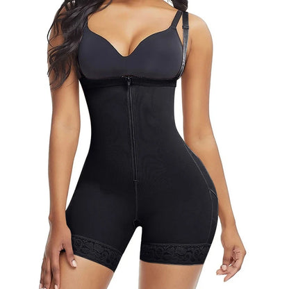 Ladies Slimming Bodysuit with Open Crotch Zipper Women's Everyday Breathable Butt Lift Shapewear for Tummy Control Light Level