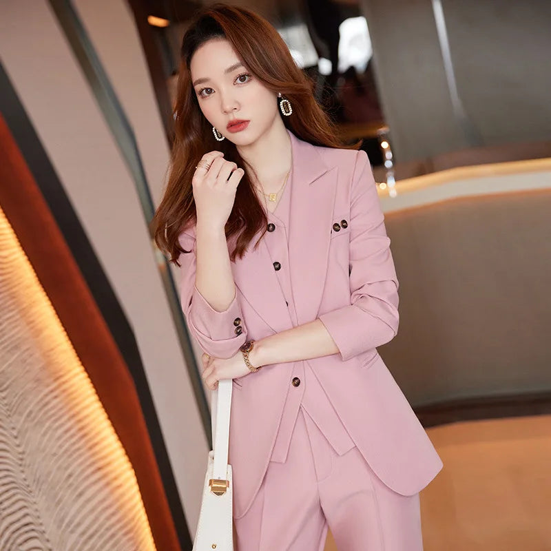 S-4XL Blazer New Style Temperament Vest Three Piece Suit Goddess Style Professional Formal Suit Jacket+vest+pants