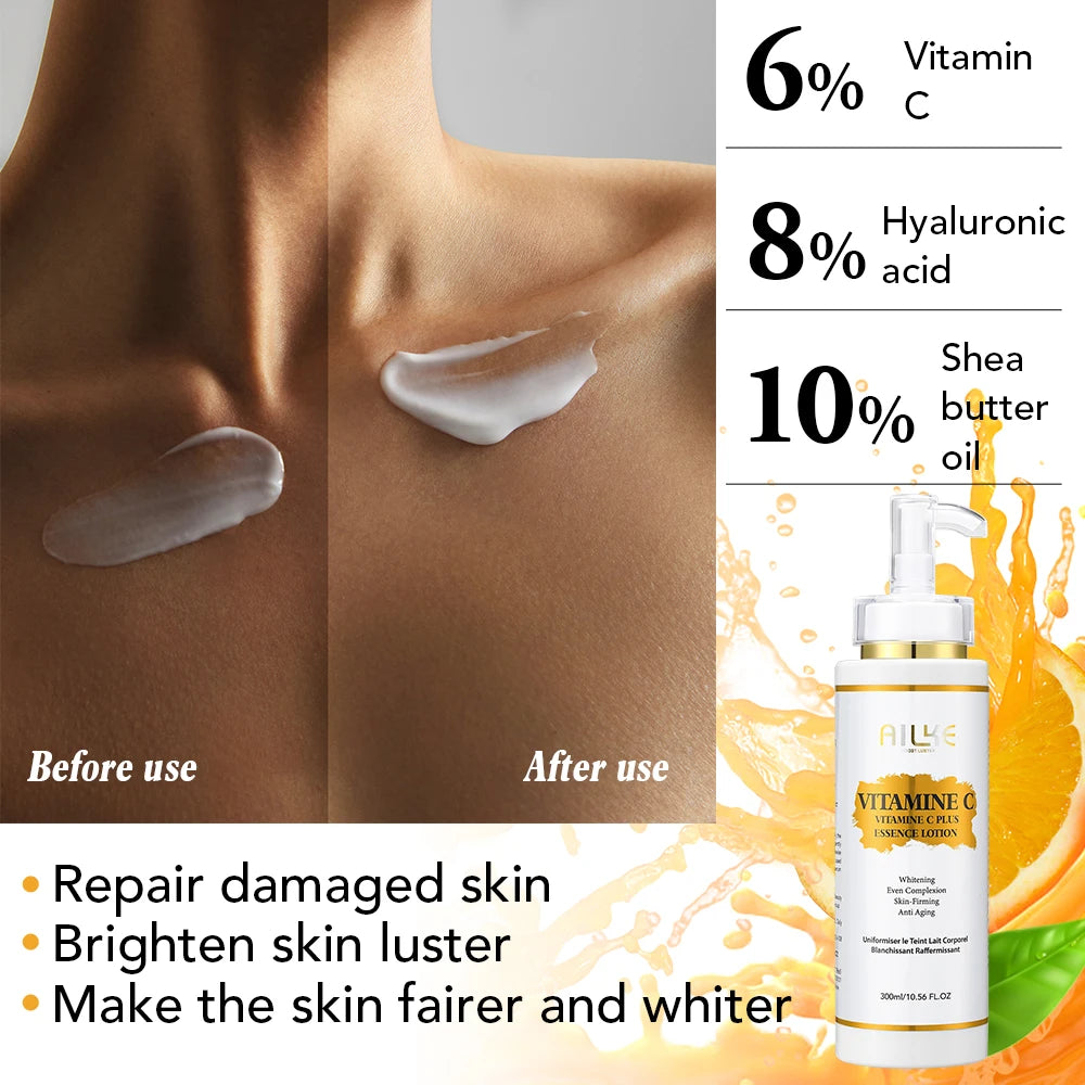 Ailke Beauty Best Natural Care Black Skin Moisturizing Anti Aging Vitamin c Lightening Body Lotion Private Label Skincare