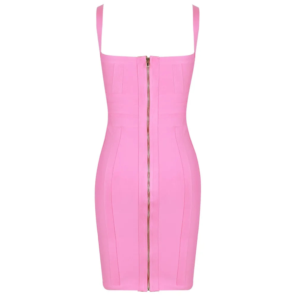 Bandage Dresses for Women 2022 Summer Elegant Mini Bandage Dress Bodycon Orange Sexy Party Dress Wedding Evening Club Outfits