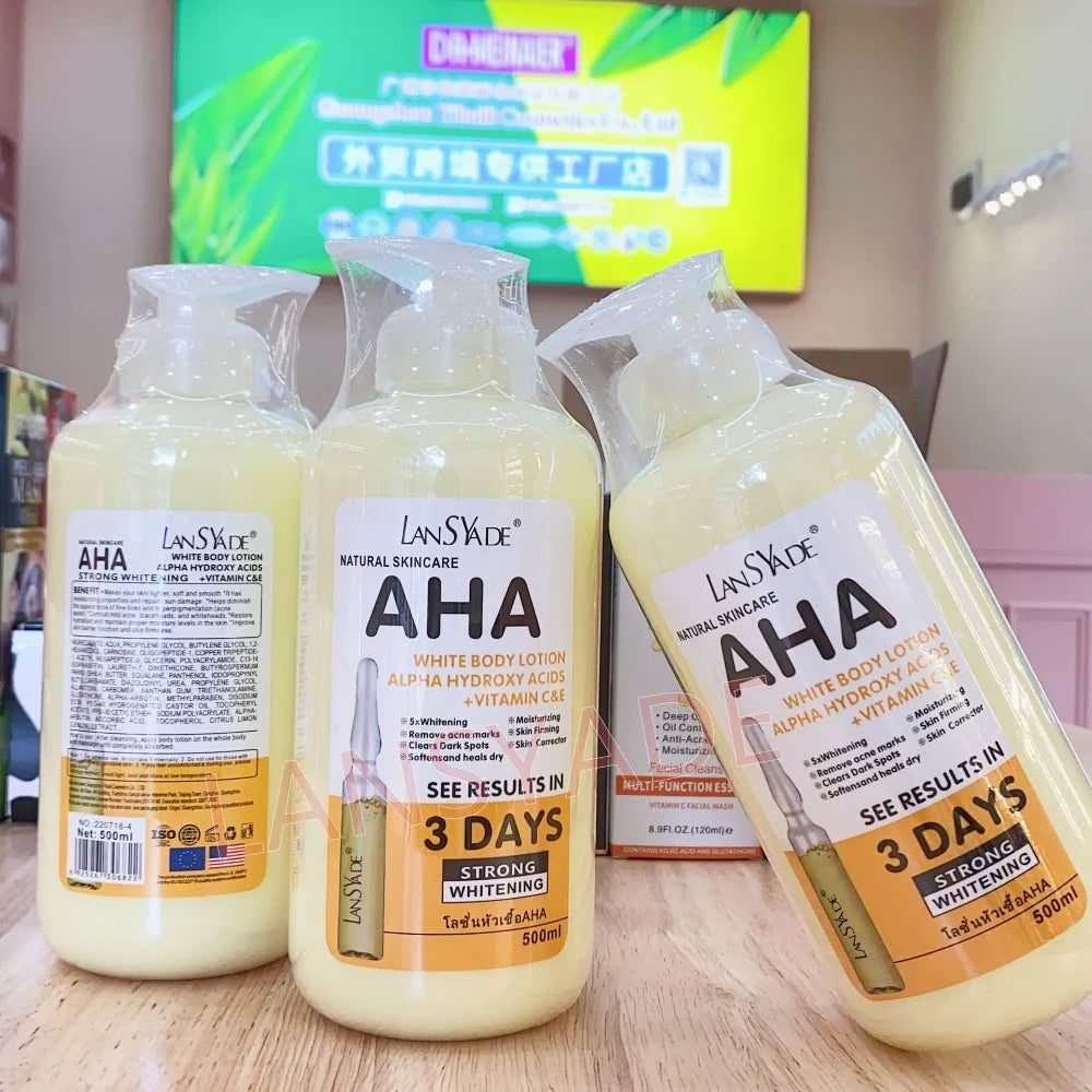 500ml AHA Fruit Acid Body Lotion VE Skin Brightening Moisturizing Lotion Whitening Body Lotion Hydroxy Acids Vitamin C