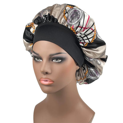 Large Size Satin Bonnet Paisley Print Bonnets for Women Beanies Women Hat Sleep Night Cap Designer Bonnets Long Braid Hat
