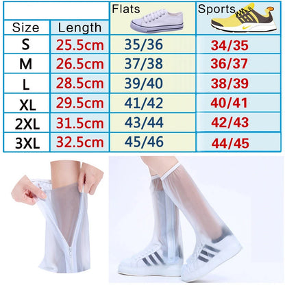 Waterproof Rain Reusable Shoes Cover Slip-resistant Zipper Rain Boots Overshoes High Quality Black Blue Blue High Shoes Cover