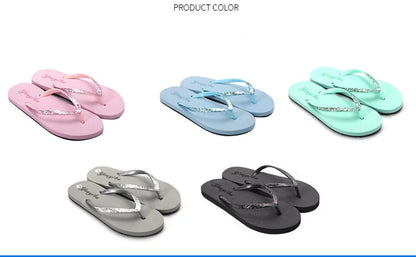 EOFK Women Flip Flops Slippers Summer Outdoor Fashion Bling Women Shoes Slippers Beach Summer Flip Flops Sandalias EVA TPU