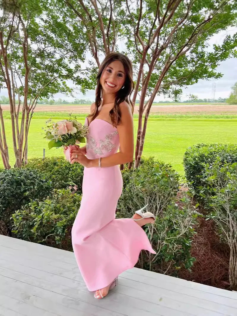 2026 High Quality New Pink Diamond Floral Slimming Bandage Dress Elegant Wedding Party Dress