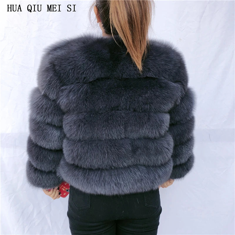 New Real fox fur coat women's winter warm 100% natural fur jacket Short Raccoon fur coat women's  high quality hot sale