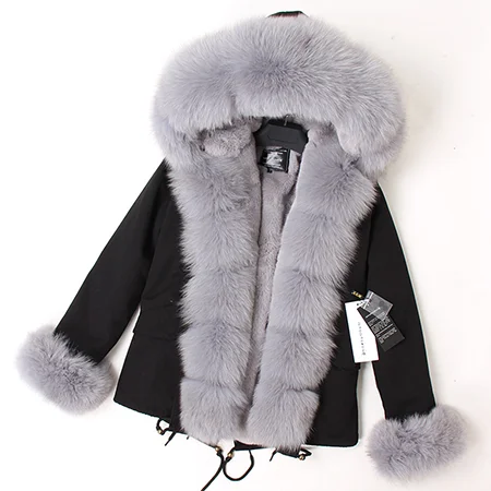 MAOMAOKONG 2025 & 2026 Real Fur Coat New Fashion Fox Fur Collar Winter Women's clothing Removable Lining Thickened Jacket Short Parka