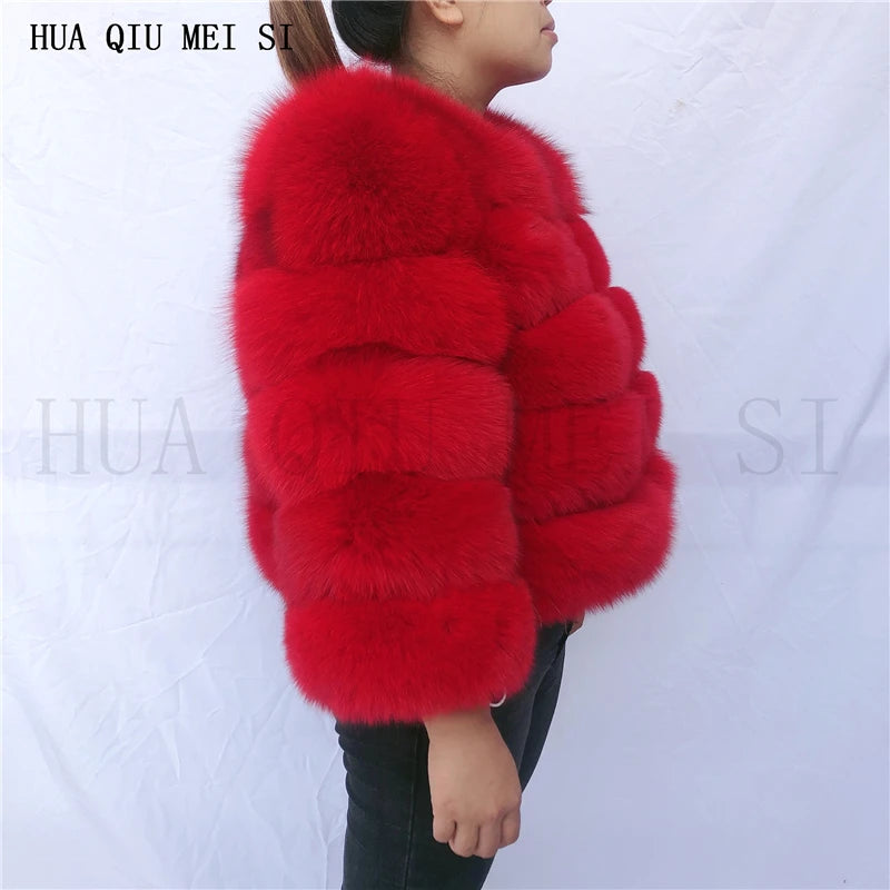 New Real fox fur coat women's winter warm 100% natural fur jacket Short Raccoon fur coat women's  high quality hot sale
