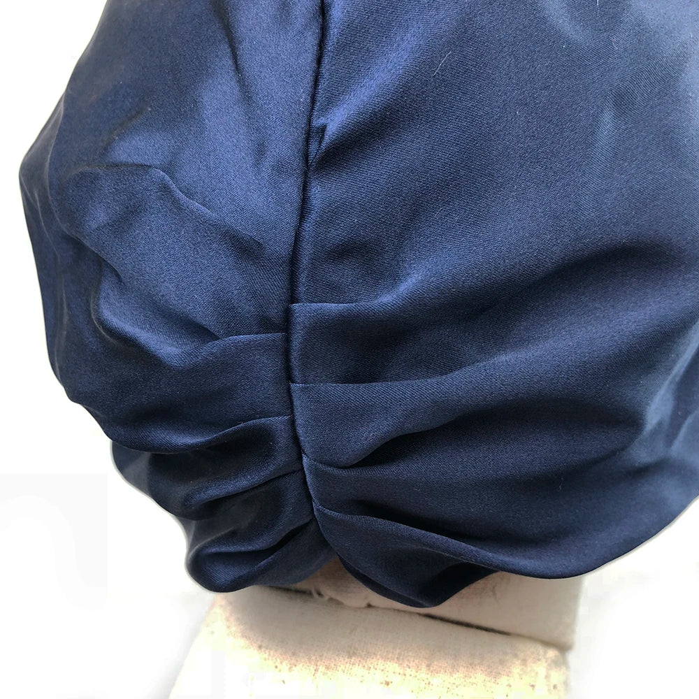 Women Sleep Hat Soft Pure Silk Charmeus Night Sleep Cap Hair Bonnet  Silk Comfortable Head Cover Wide Elastic Band Hair Loss Cap