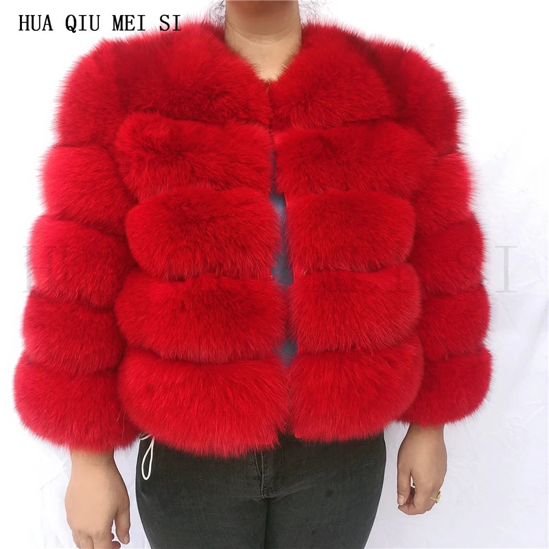 New Real fox fur coat women's winter warm 100% natural fur jacket Short Raccoon fur coat women's  high quality hot sale