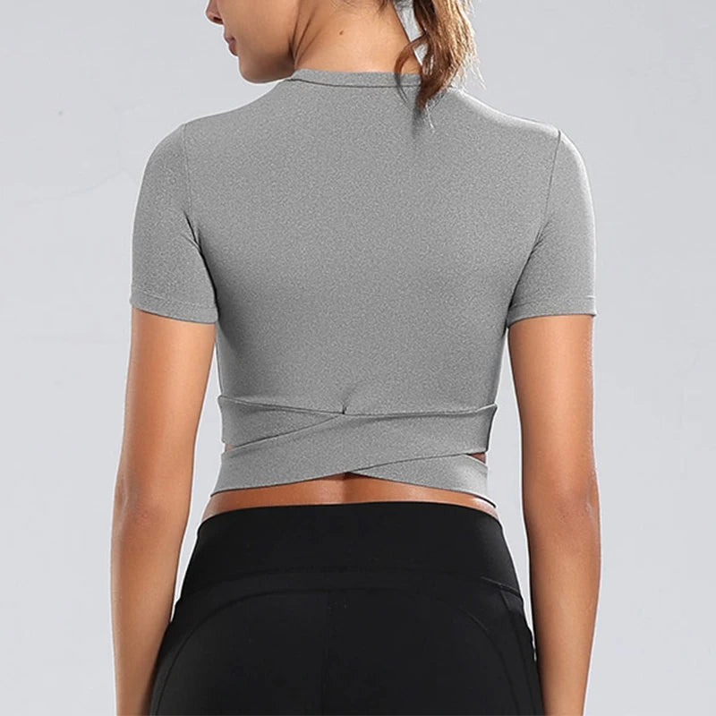 Women's Fitness T-shirts 2026 Clothing Gym Shirt Female Seamless Yoga Top Sportswear Crop Tops Sports Wear For Women T-shirt