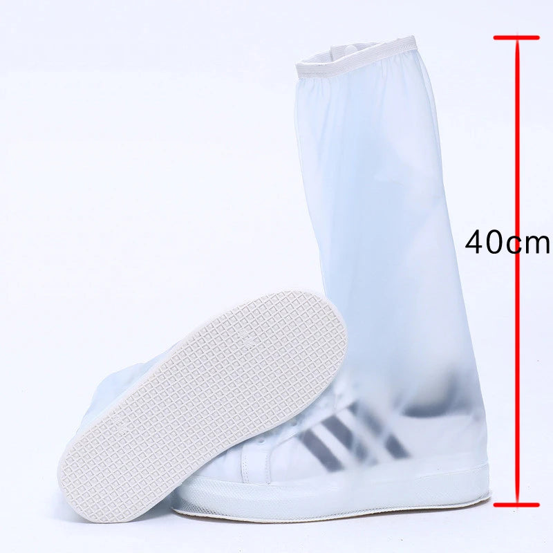 Waterproof Rain Reusable Shoes Cover Slip-resistant Zipper Rain Boots Overshoes High Quality Black Blue Blue High Shoes Cover