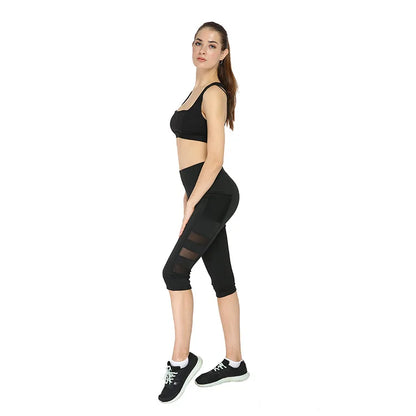 Women Mesh Patchwork Sport Leggings High Waist Tights Pants Solid Sports Wear for Women Gym Push Up Yoga Pants Plus Size S-XL