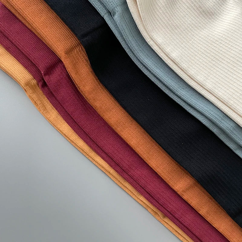 Ribbed Yoga Pants High Waisted Gym Leggings Sport Women Fitness Seamless Female Legging Tummy Control Running Training Tights