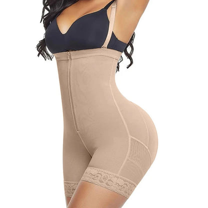 Ladies Slimming Bodysuit with Open Crotch Zipper Women's Everyday Breathable Butt Lift Shapewear for Tummy Control Light Level