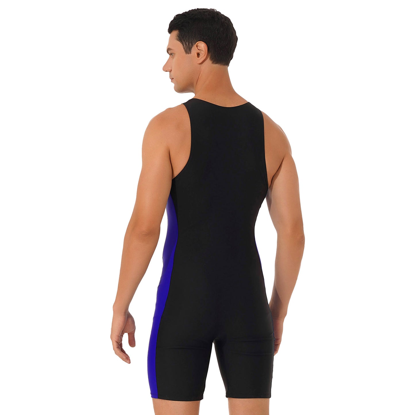 Summer Men One-piece Swimwear Swimsuit Sleeveless Front Zipper Swimming Shorts Bodysuit Triathlon Wetsuit Bathing Suit Beachwear