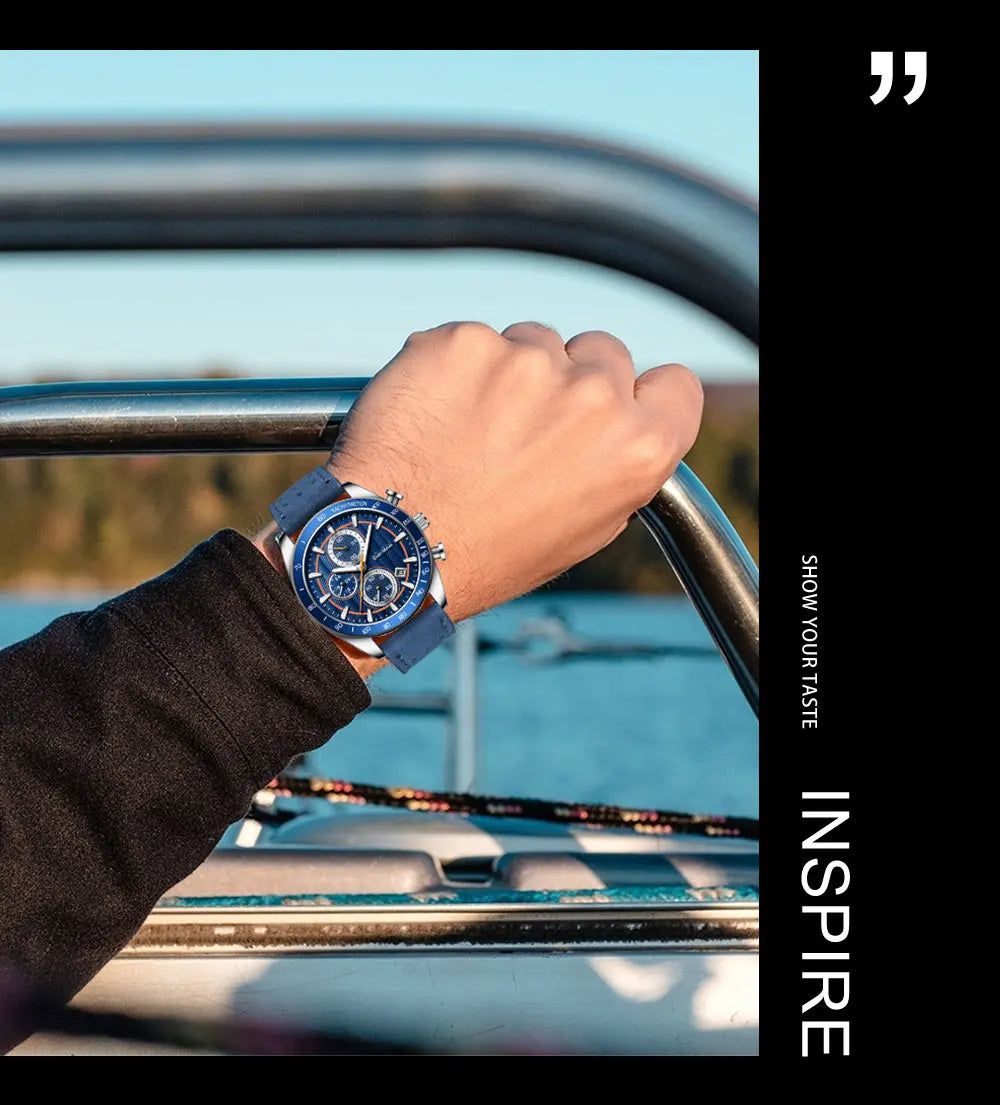 ODM Luxury Men's Quartz Chronograph Sports Watch Waterproof Silicone Japan Glass Leather 255 Business Fashion Alloy 22mm Pointer