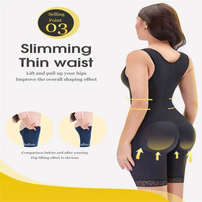Zip Waist Lace Slimming Shaper Corset Control Shapewear Butt Lifter Strap Body Shaper Underwear Bodysuit Women Plus Size S-6xl