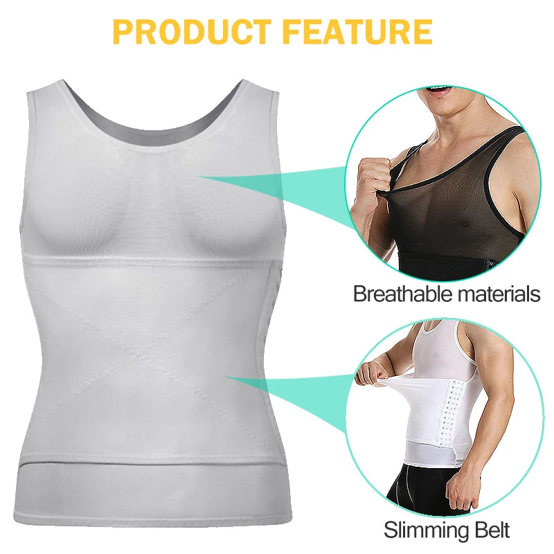 Shape Men Slimming Body Shaper Waist Trainer Vest with Tummy Control Girdle Posture Back Correction Abdomen Tank Top Shaperwear
