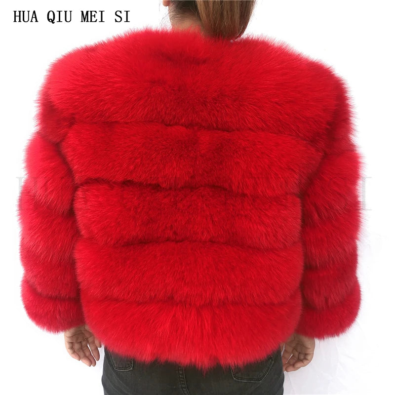 New Real fox fur coat women's winter warm 100% natural fur jacket Short Raccoon fur coat women's  high quality hot sale