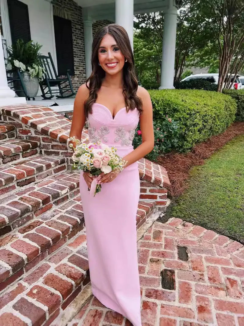 2026 High Quality New Pink Diamond Floral Slimming Bandage Dress Elegant Wedding Party Dress