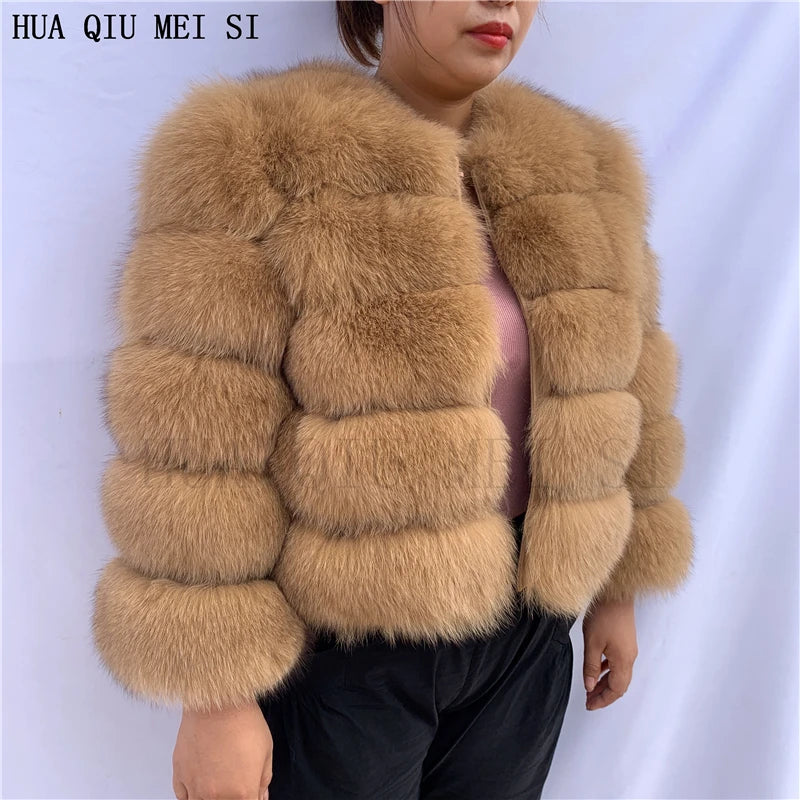 New Real fox fur coat women's winter warm 100% natural fur jacket Short Raccoon fur coat women's  high quality hot sale