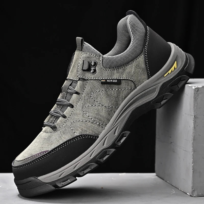 OEM Service Cow Genuine Leather Waterproof Anti Slip Hiking Work Shoes for Men