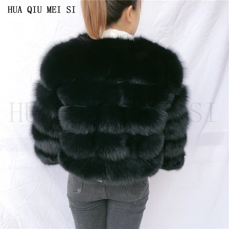 New Real fox fur coat women's winter warm 100% natural fur jacket Short Raccoon fur coat women's  high quality hot sale