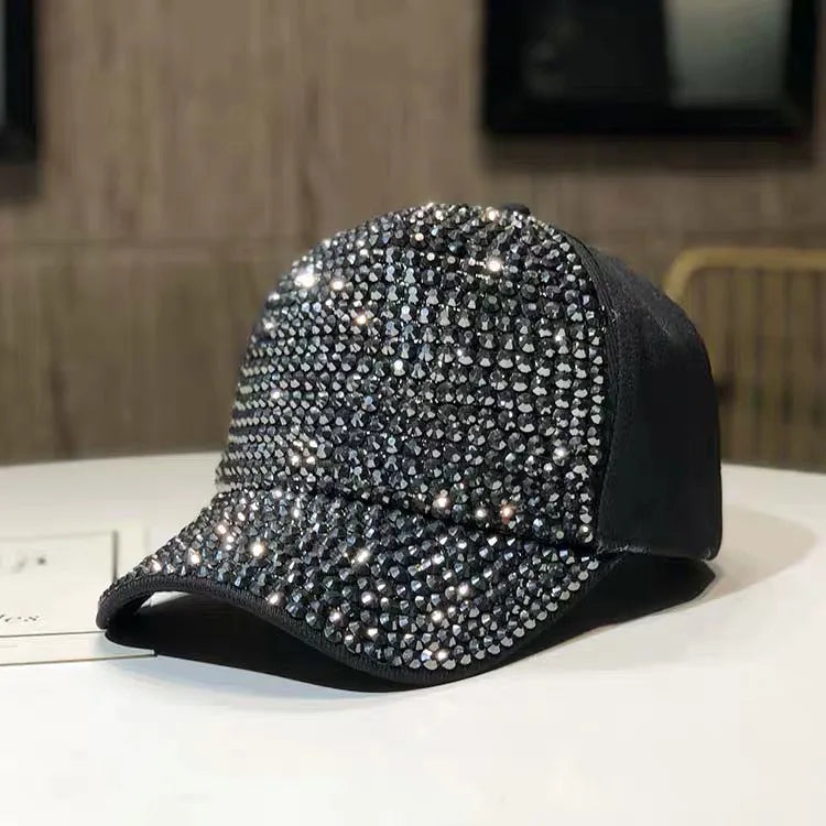 Women's Studded Rhinestone Baseball Cap Adjustable  Sparkle Bling Sun Hat