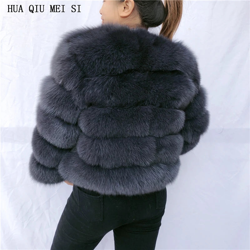 New Real fox fur coat women's winter warm 100% natural fur jacket Short Raccoon fur coat women's  high quality hot sale