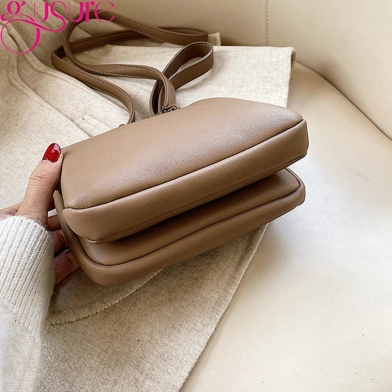 Gusure Vinatge Shell Women Shouder Crossbody Bag Clip Designer Small Handbags Luxury PU Leather Messenger Bag Lady Fashion Purse