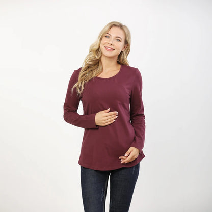 Plus Size Maternity Clothes Spring Autumn Long Sleeve Pregnancy Breastfeeding Tops For Pregnant Women Nursing Lactation T-shirt