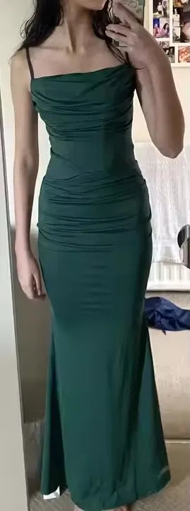 Fishbone Bodycon Sexy Backless Draped Evening Night Party Dresses Women Almond Corset Maxi Dress Elegant Dresses