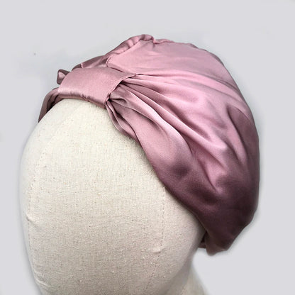 Women Sleep Hat Soft Pure Silk Charmeus Night Sleep Cap Hair Bonnet  Silk Comfortable Head Cover Wide Elastic Band Hair Loss Cap