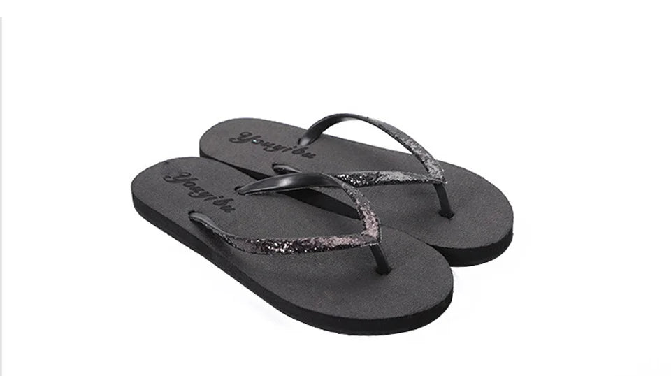 EOFK Women Flip Flops Slippers Summer Outdoor Fashion Bling Women Shoes Slippers Beach Summer Flip Flops Sandalias EVA TPU